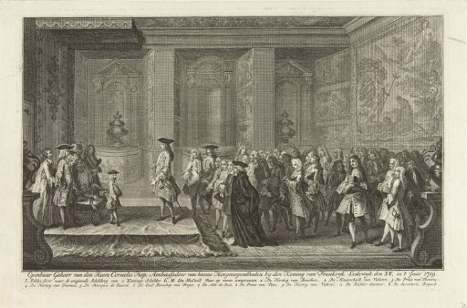 Audience of Cornelis Hop with the young King Louis XV, 1719