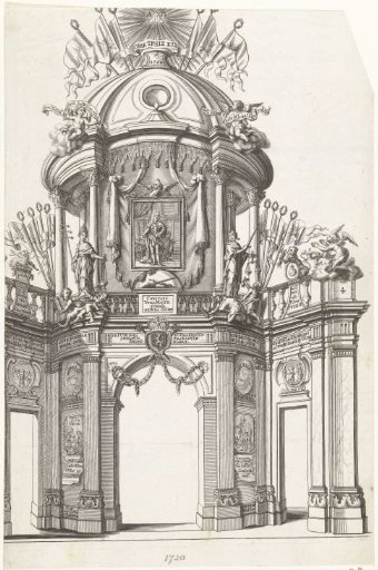 Triumphal arch with portrait of Emperor Charles VI, erected for the jubilee of the Holy Sacrament of the Miracle, 1720