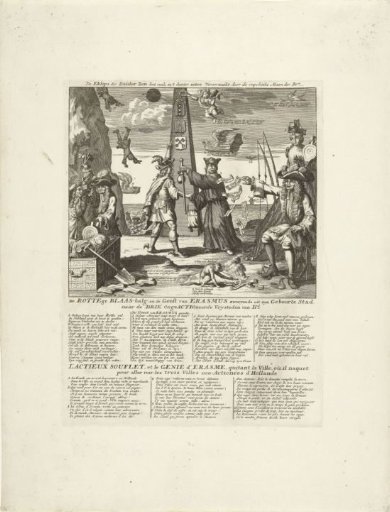 The spirit of Erasmus leaves Rotterdam, 1720