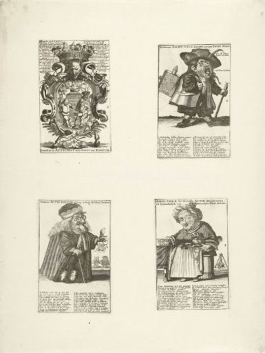 Sheet with Caricatures of Little People in the Wind Trade, 1720