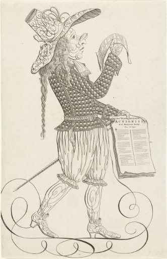 Calligraphy of a man with a satirical song on the stock speculators, ca. 1720