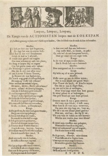 The servants of the stock speculators walk with the frying pan, 1720