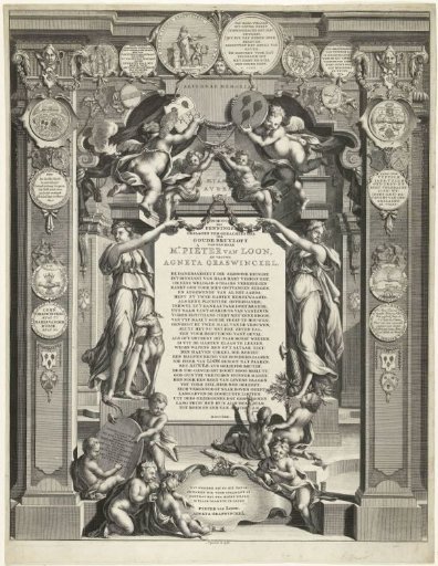 Commemorative plate for the golden wedding anniversary of Pieter van Loon and Agneta Graswinckel, 1722