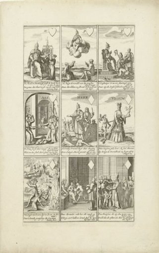 Nine cards with satirical prints on Papal Infallibility, 1724