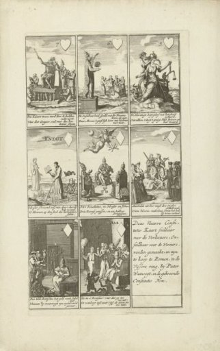 Nine cards with satirical prints on Papal Infallibility, 1724