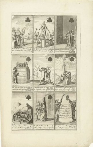 Nine cards with satirical prints on Papal Infallibility, 1724