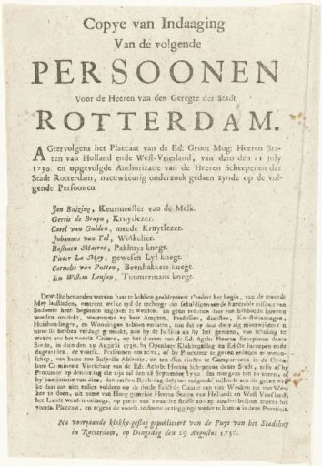 Trial of eight persons in Rotterdam for sodomy, 1730