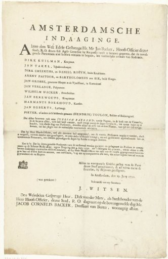 Trial of fourteen persons in Amsterdam for sodomy, 1730