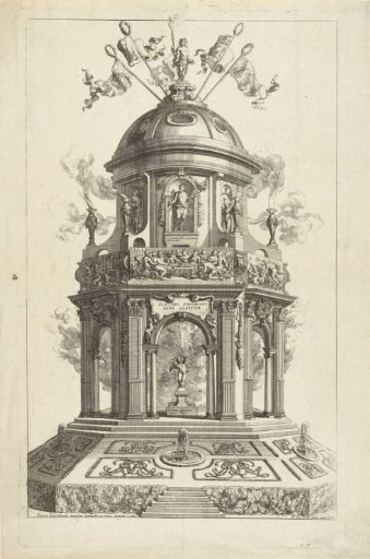 Triumphal arch with fireworks on the occasion of the marriage between Maria Theresa of Austria and Francis Stephen, 1736