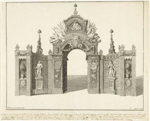 Arch of triumph on the square in front of the Castle at the entrance of Willem IV in Breda, 1737