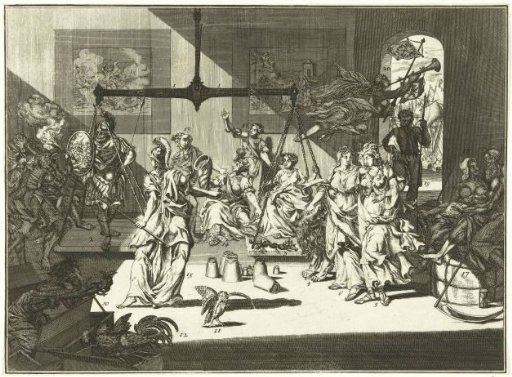 Allegory on the neutrality of the Netherlands in the War of the Austrian Succession, 1742