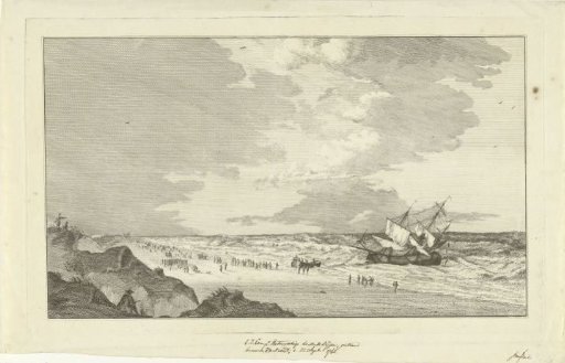 The VOC ship Oude Zijpe stranded at Zandvoort, 1742