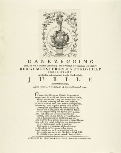 Emblem of the Painters' Guild of Utrecht at the Celebration of the Centenary, 1744