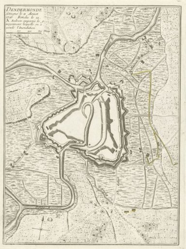 Map of Dendermonde, Captured by the French in 1745