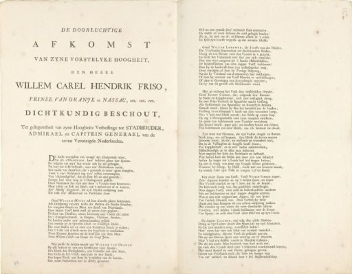 Verse on the election of William IV as stadtholder (sheet 1), 1747