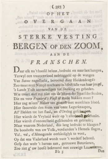 Poem on the Fall of Bergen op Zoom, 1747