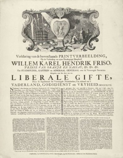 Allegory on the Elevation of William IV to Stadtholder and on the Liberal Gift Requested in 1747