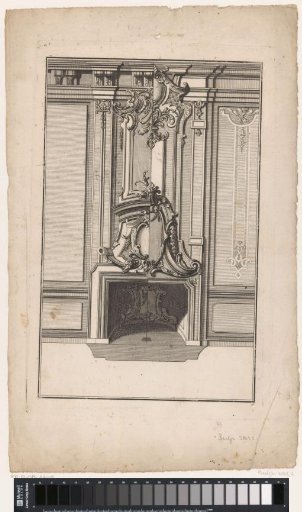Ornamental fireplace with cartouches