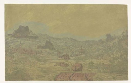 Valley with a River and a City with Four Towers