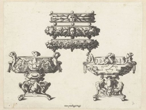 Three platters and two salt cellars
