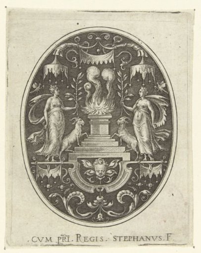 Altar with a fire burning