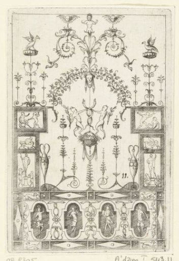At the bottom is a frieze with four figures in quatrefoils with flattened sides