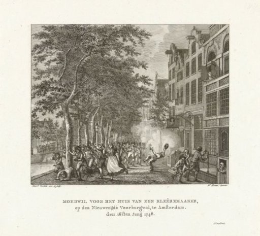 Riot outside the house of a tailor in Amsterdam, 1747