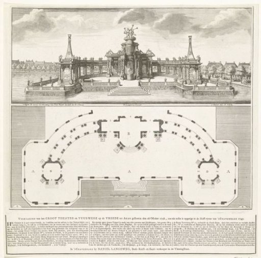 Theater in The Hague for the fireworks for the Peace of Aachen, 1749
