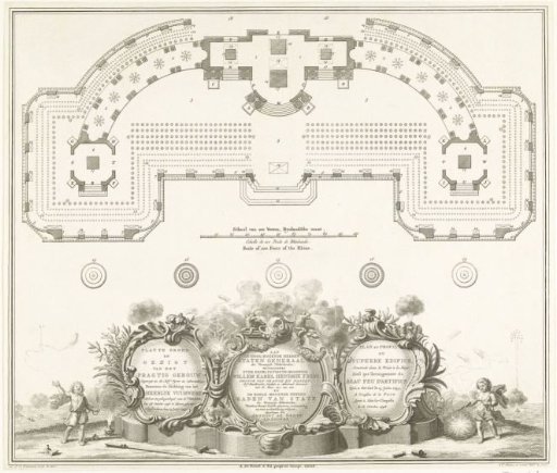 Theater in The Hague for the fireworks for the Peace of Aachen, 1749