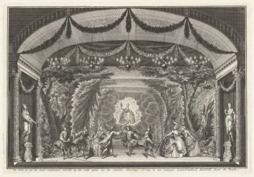 Performance at the reopening of the theater on the Keizersgracht in Amsterdam, 1749