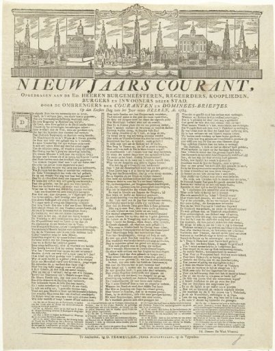 New Year's print of the Amsterdam newspaper distributors for the year 1784