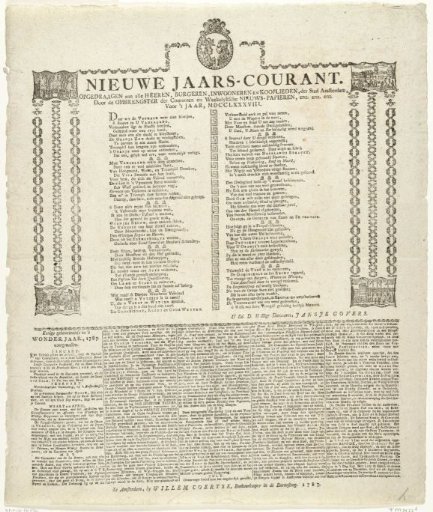 New Year's print of the Amsterdam newspaper distributors for the year 1788