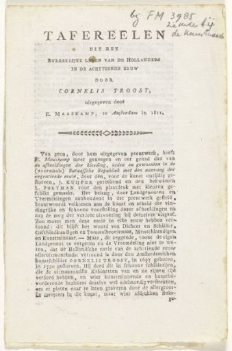 Prospectus for the Publication of the Print Series: Scenes from the Civil Life of the Dutch in the Eighteenth Century