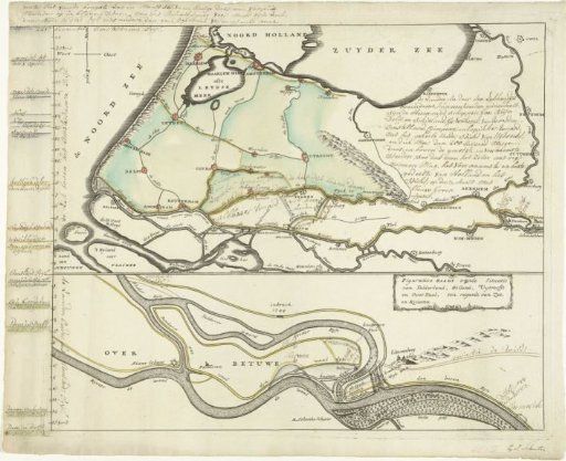 Map of the high water at the Lekdikes, March 1751