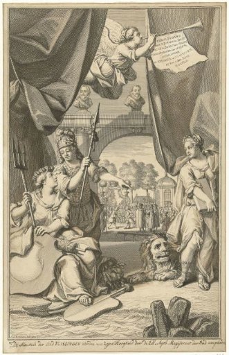 Allegorical title page with the offering of the keys, 1751