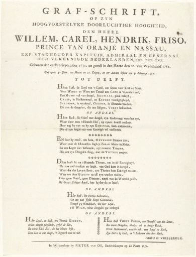 Epitaph for William IV, 1752
