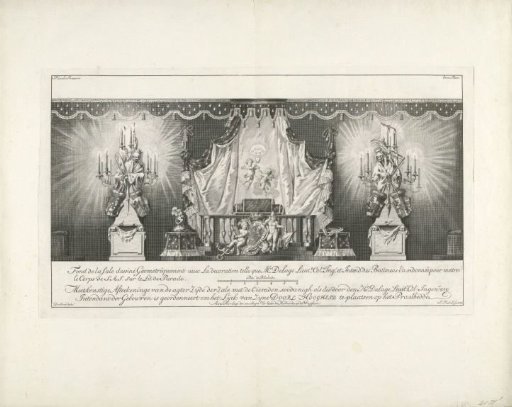 Rear side of the hall with the funeral bed of Prince William IV, 1751
