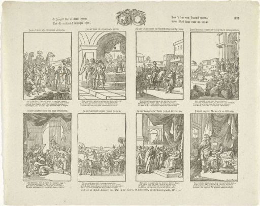 O youth! see in this print / That innocence sometimes suffers, / As the fate of Joseph shows, / But God saves and rewards her