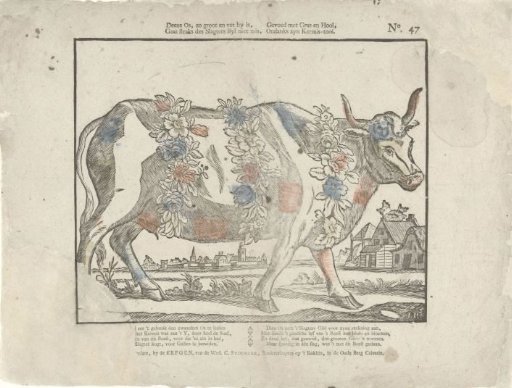 This ox, so large and fat he is, / Will not escape the butcher's axe, / Fed on grass and hay, / Despite his fair decoration