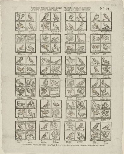 Amuse yourself with this flock of birds! / You see here four less than / A hundred pieces, they will all, / O youth! please your eyes well