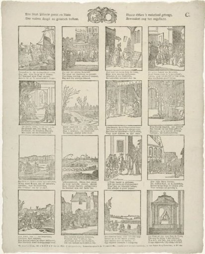 So history print and sheet / Teaches the fathers' virtue and great existence / Their offerings brought to the fatherland, / Still admired by the descendants.