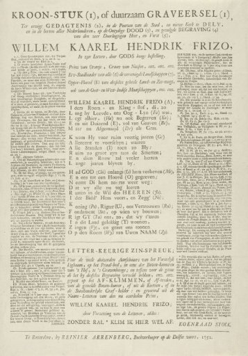 Proverbs and Verses on the Death and Funeral of Prince William IV, 1752