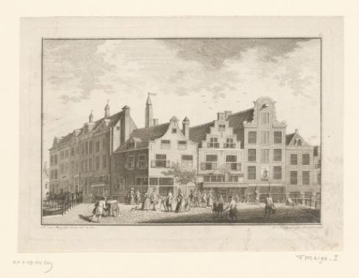 Houses at the Visbrug in Leiden, before the fire of 1766