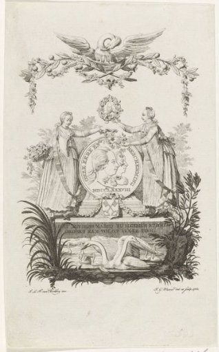 Second version of the title page of Le Francq van Berkheys' 'Short report' on the visit of the Prince and Princess of Orange to Leiden, 1788