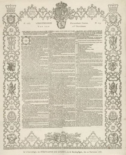 's Gravenhaegse Extraordinary Gazette of 10 November 1767