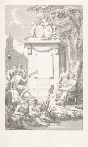 Title print for the print series of the entry of Willem V and Wilhelmina of Prussia in Amsterdam, 1768