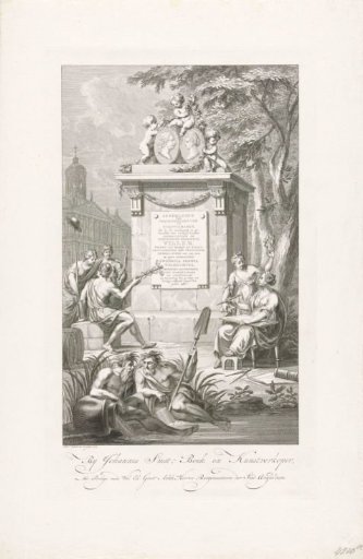 Title print for the print series of the entry of Willem V and Wilhelmina of Prussia in Amsterdam, 1768