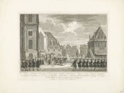 Arrival of Willem V and Wilhelmina of Prussia at the Stadhuis on the Dam, 1768