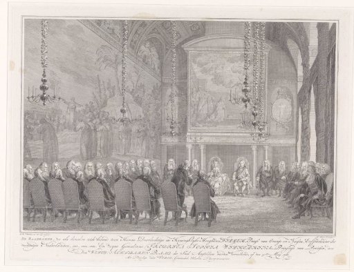 Willem V and Wilhelmina of Prussia received by the council, 1768