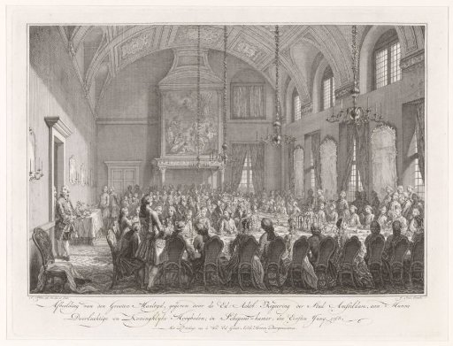 Banquet in the Schepenkamer for Willem V and Wilhelmina of Prussia, 1768